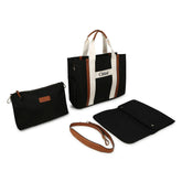 Logo Embroidered Trimmed Canvas Changing Bag