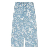 Logo Embroidered Wide Leg Jeans