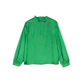 Pattern Jacquard Long Sleeve Blouse