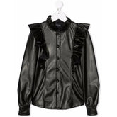 Faux Leather Ruffle Shirt