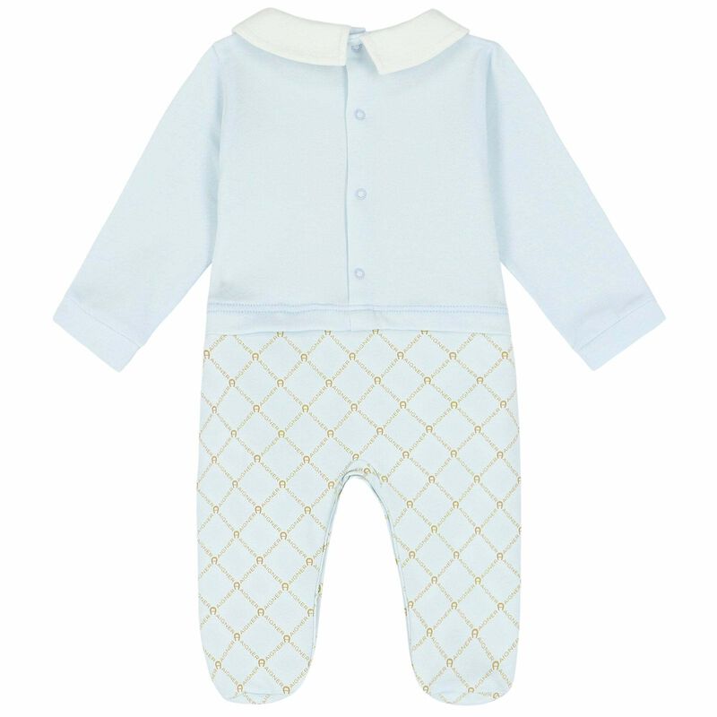 BABY BLUE LOGO PRINT OVERALL
