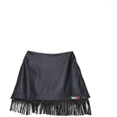 Coated Fabric Shorts With Fringes