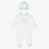 Ivory And Baby Blue Overall Set
