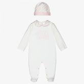 Ivory And Baby Pink Overall Set