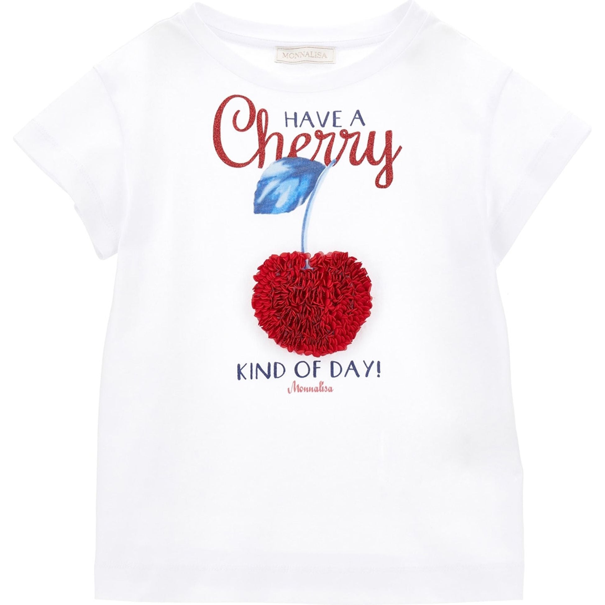 CHERRY EMBROIDERY COTTON T-SHIRT