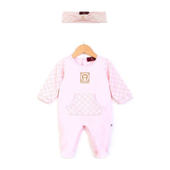 Cotton Overall Set With Logo Print