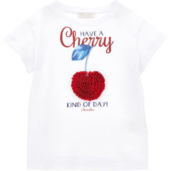 Cherry Embroidery Cotton T-Shirt