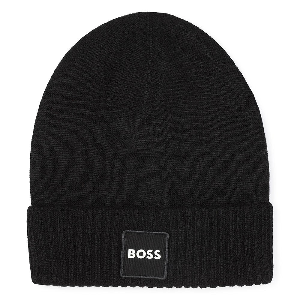 Logo Print Ribbed Hem Beanie