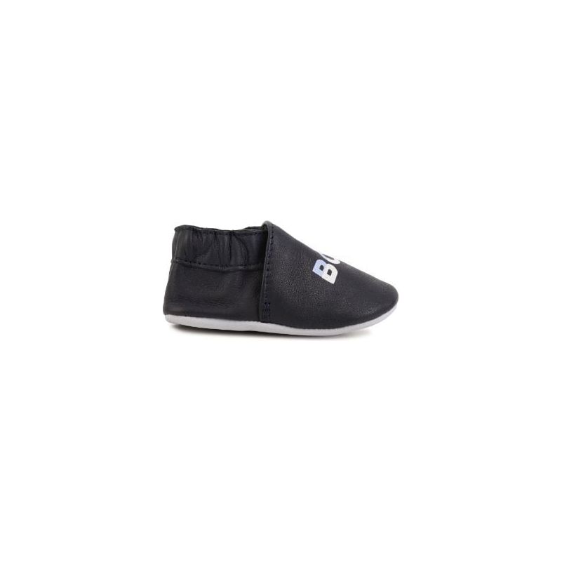 Navy Leather Slippers