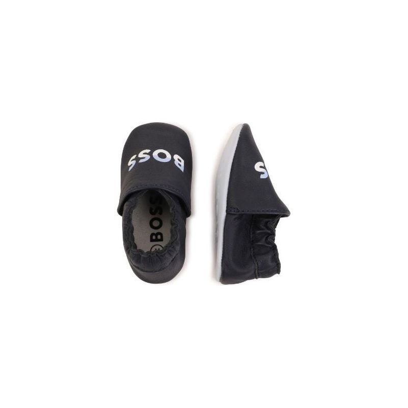 Navy Leather Slippers