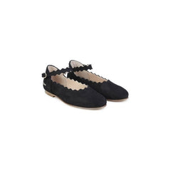 SCALLOPED EDGE BALLERINA LEATHER SHOES