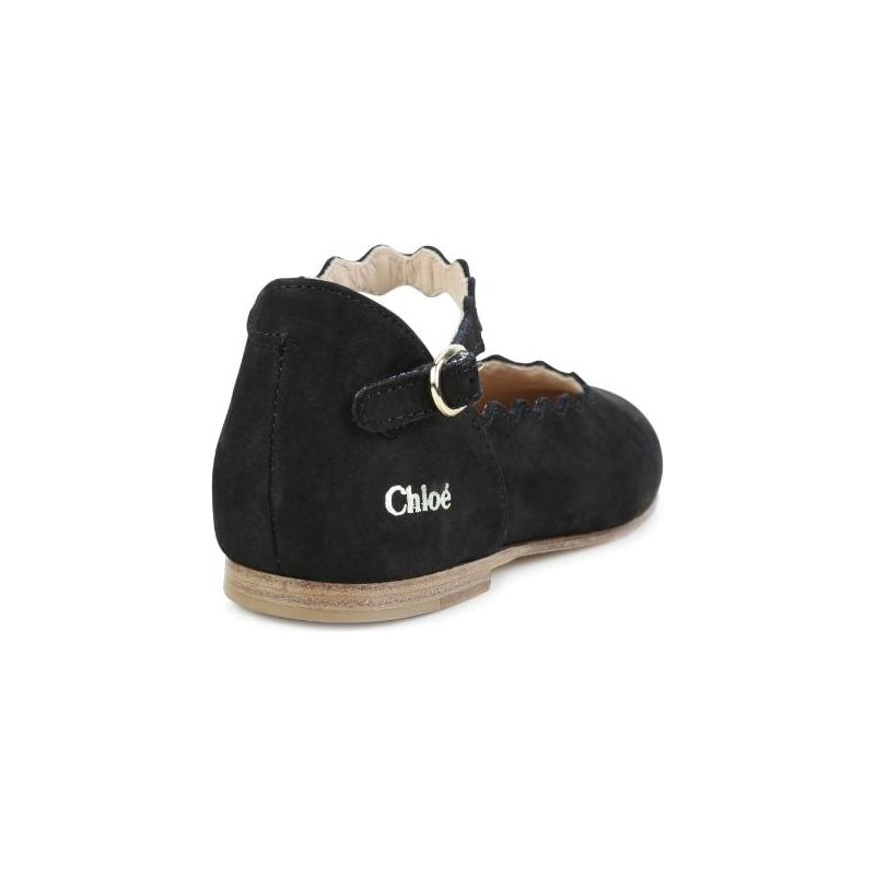 SCALLOPED EDGE BALLERINA LEATHER SHOES