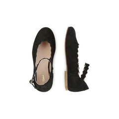 SCALLOPED EDGE BALLERINA LEATHER SHOES