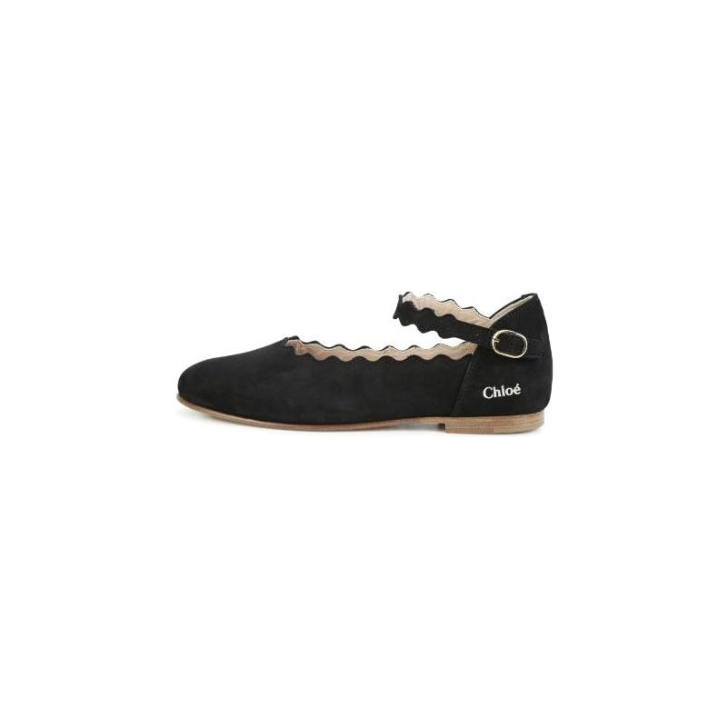 SCALLOPED EDGE BALLERINA LEATHER SHOES