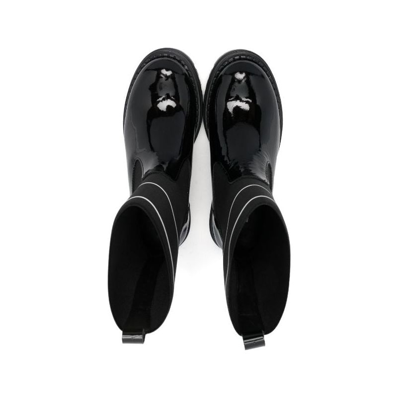 Logo Print Round Toe Boots