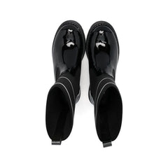 Logo Print Round Toe Boots