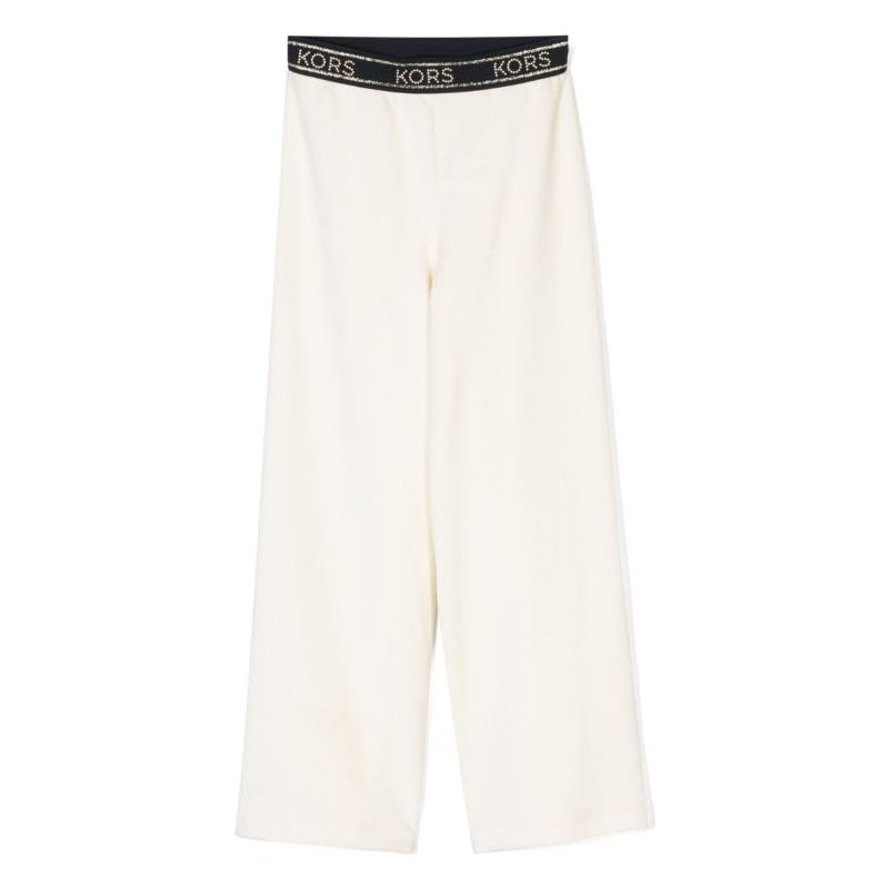 Logo Waistband Stud Embellished Velvet Pants