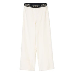 Logo Waistband Stud Embellished Velvet Pants