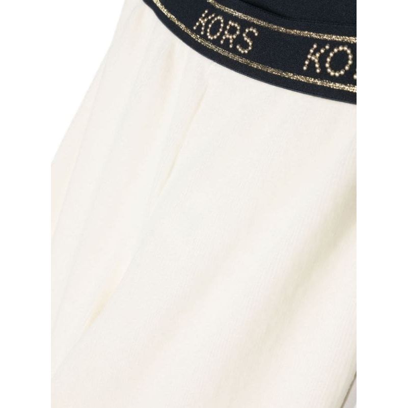 Logo Waistband Stud Embellished Velvet Pants
