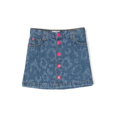Printed Denim Skirt