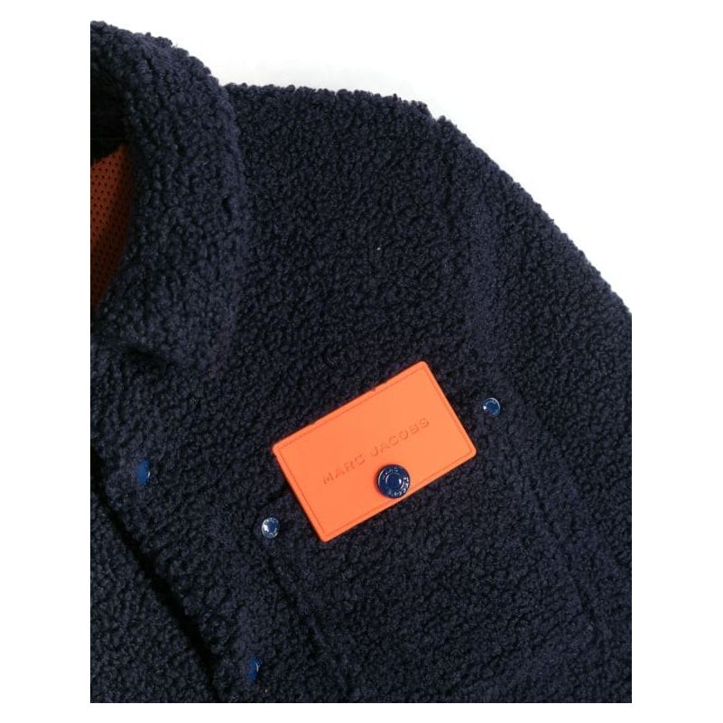 Faux Shearling Logo Applique Jacket