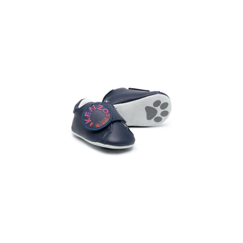 Logo Embroidered Leather Sneakers