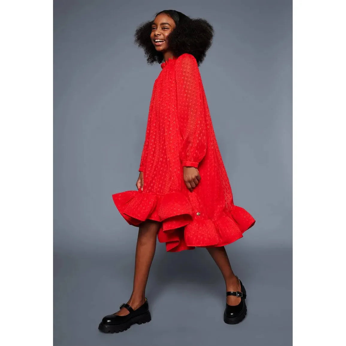Logo Charm Ruffle Detailing Dress