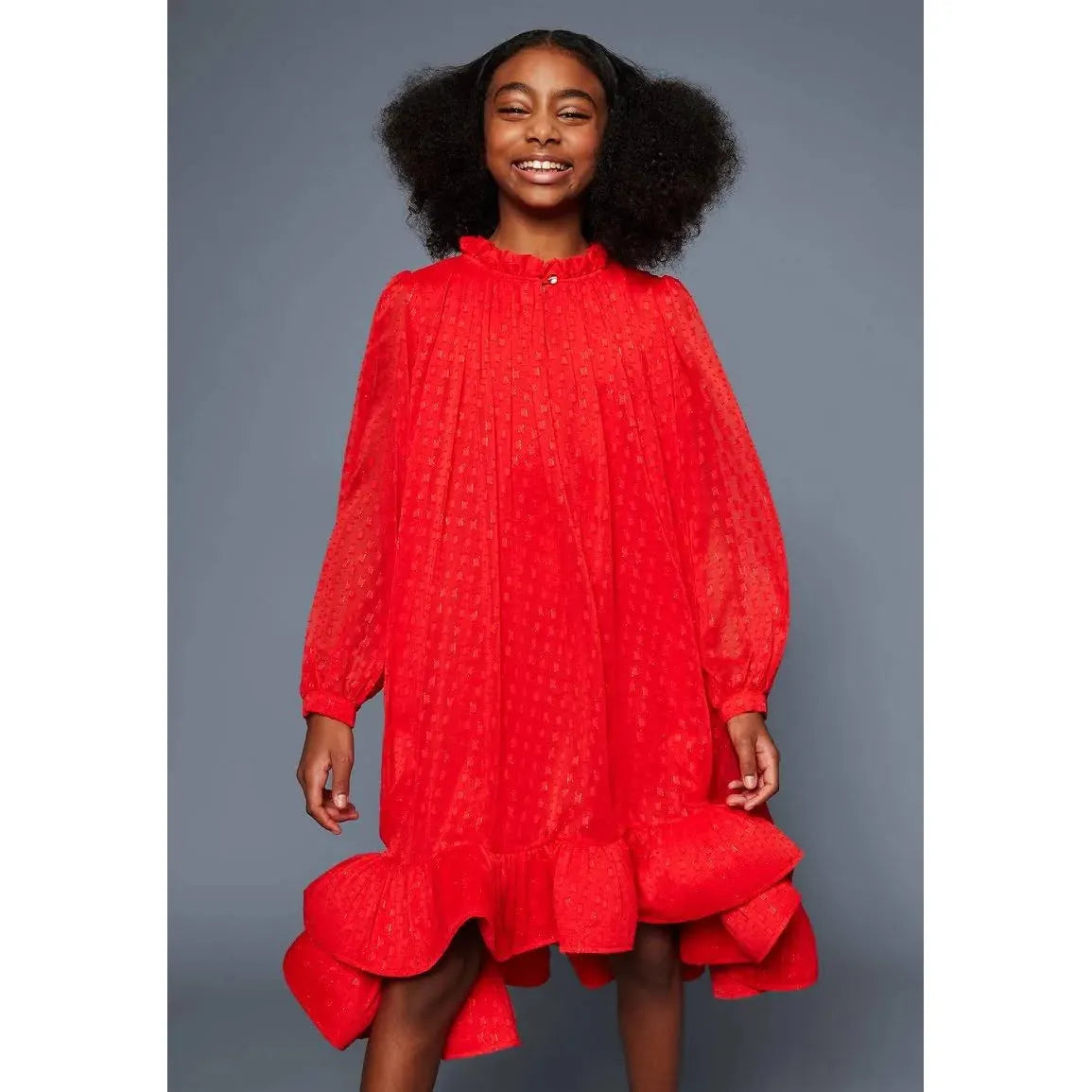 Logo Charm Ruffle Detailing Dress
