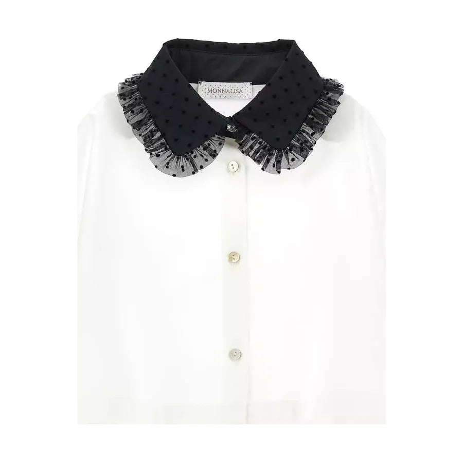 Velvet Collar Cropped Shirt