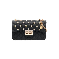 Rhinestone Embellished Quilted Shoulder Bag