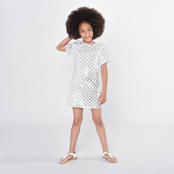 Check Pattern Sequin Dress