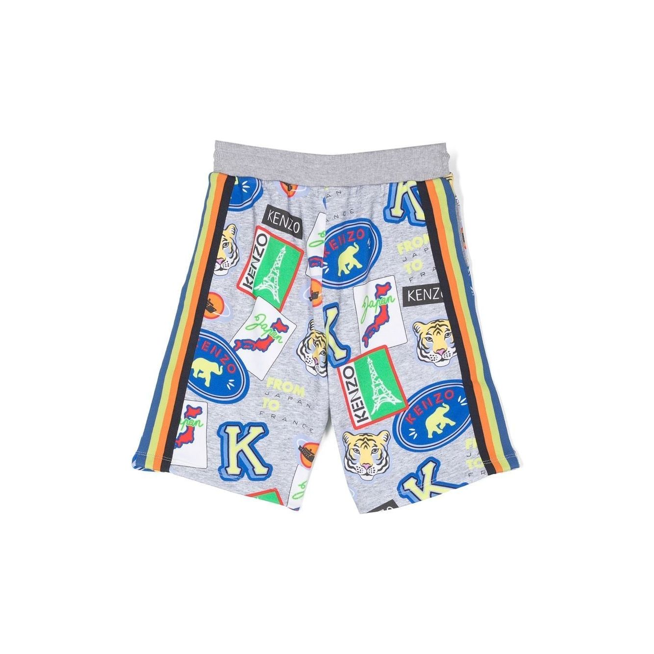 Sticker Print Side Stripe Shorts