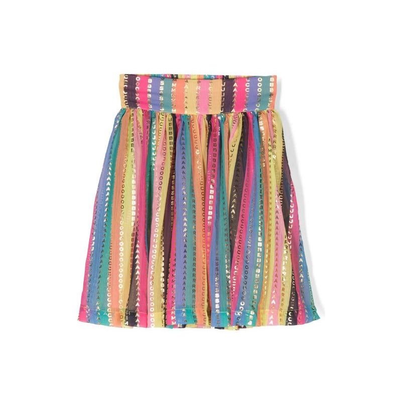 LOGO STRIPED PLEATED SKIRT