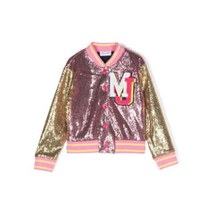 Logo Applique Sequinned Bomber Jacket
