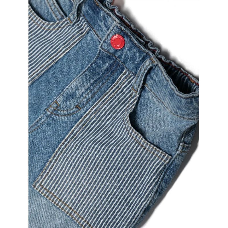 Striped Patched Pocket Denim Jeans