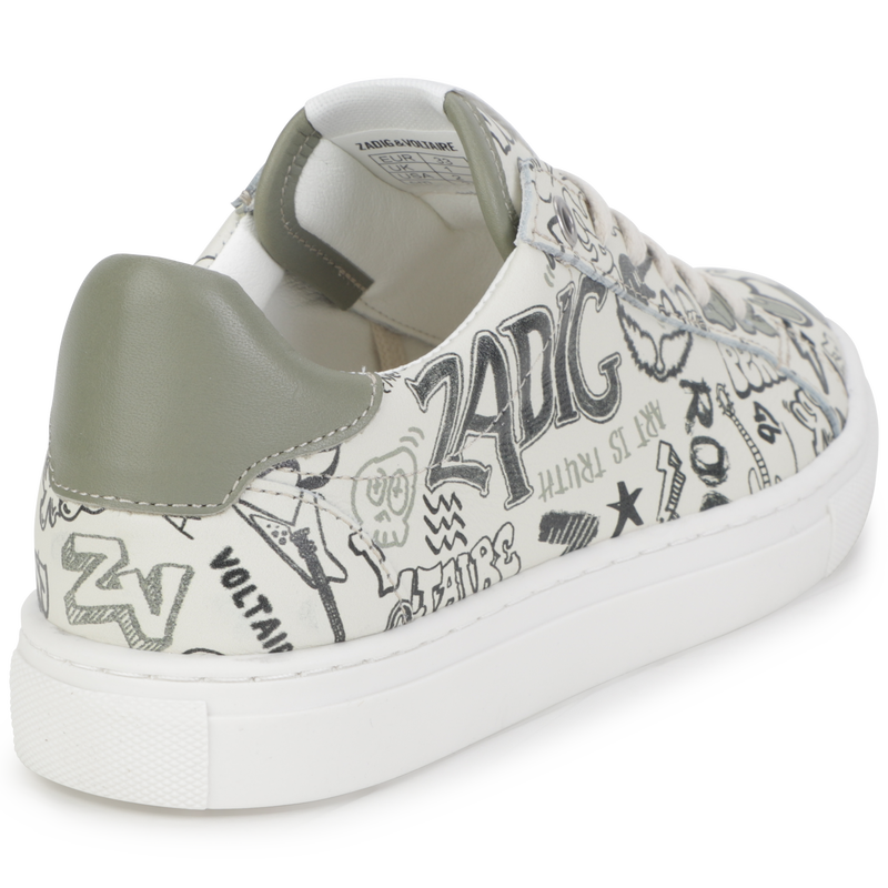 PRINTED LEATHER LOW TOP SNEAKERS