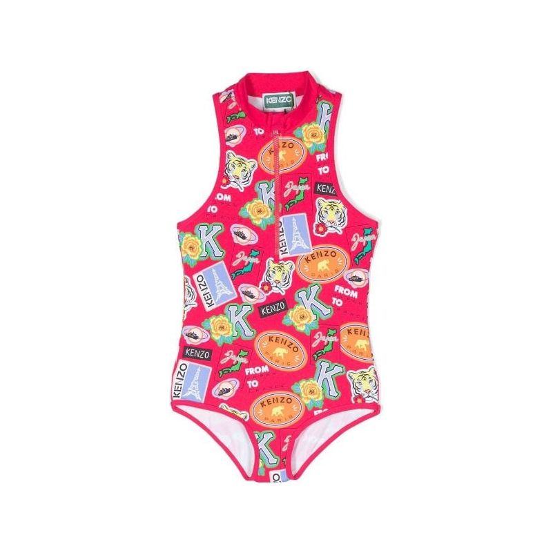 GRAPHIC PRINT ZIP UP SWIMSUIT