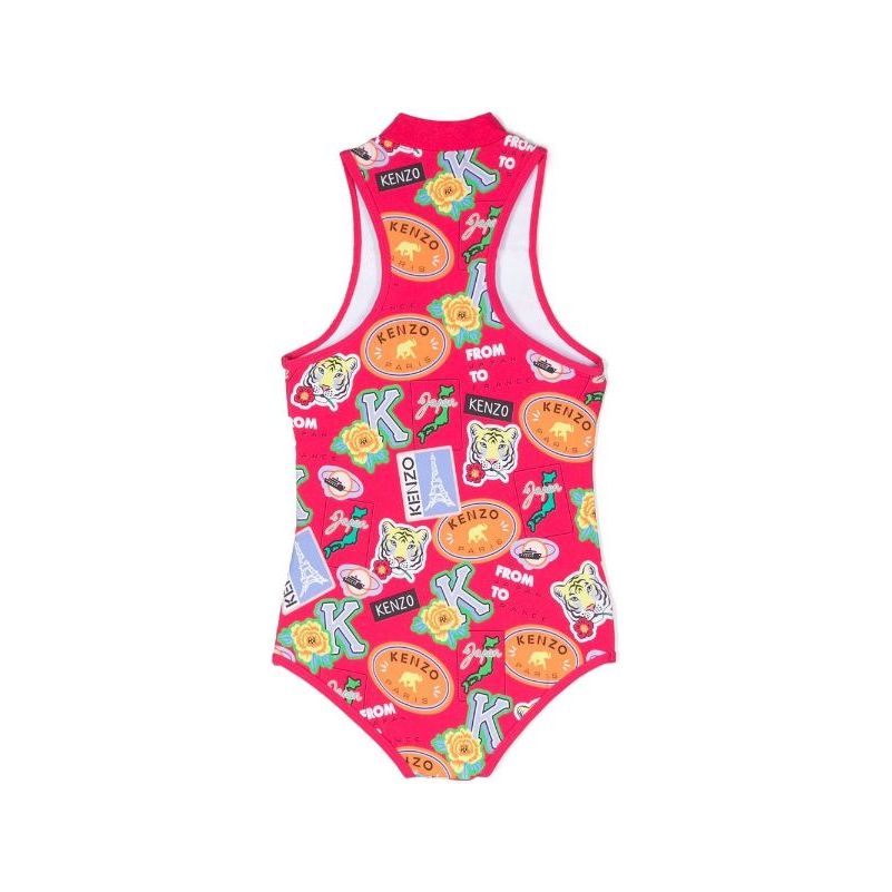 GRAPHIC PRINT ZIP UP SWIMSUIT