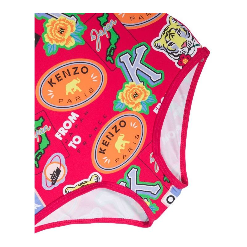 Graphic Print Zip Up Swimsuit