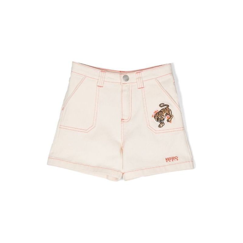 TIGER EMBROIDERED CONTRAST STITCH SHORTS