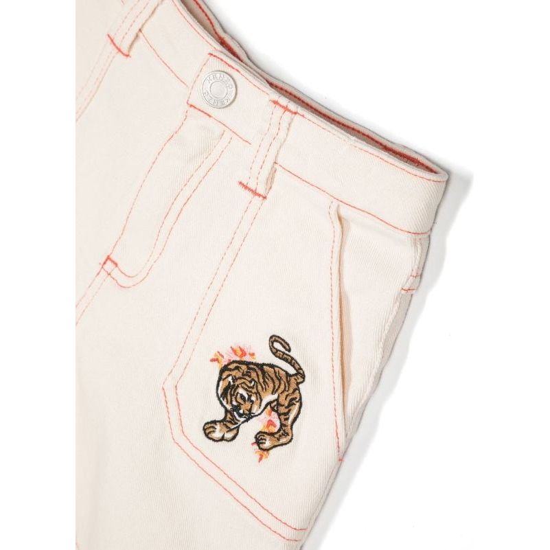 TIGER EMBROIDERED CONTRAST STITCH SHORTS