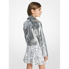 Metallic Faux Leather Moto Jacket