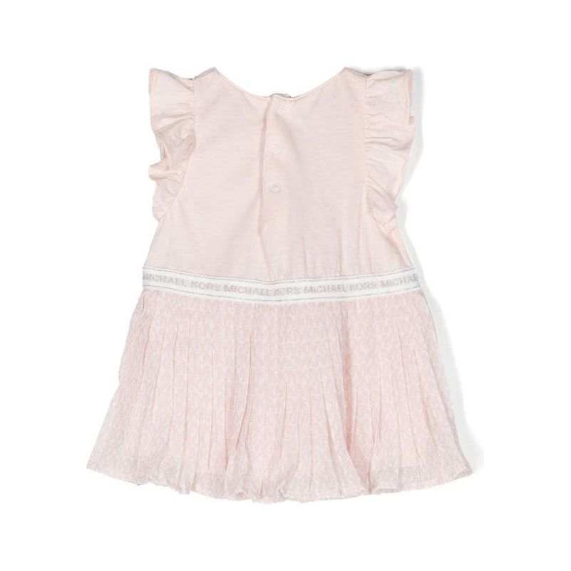 RUFFLE TRIM PLEATED DRESS