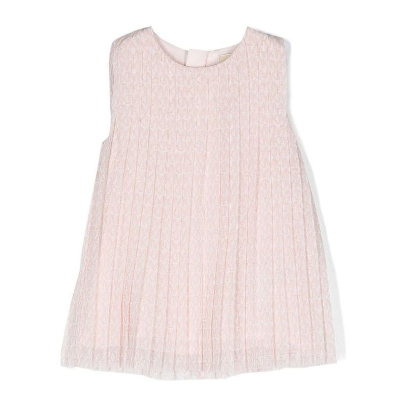 LOGO PRINT SLEEVELESS PLEATED DRESS