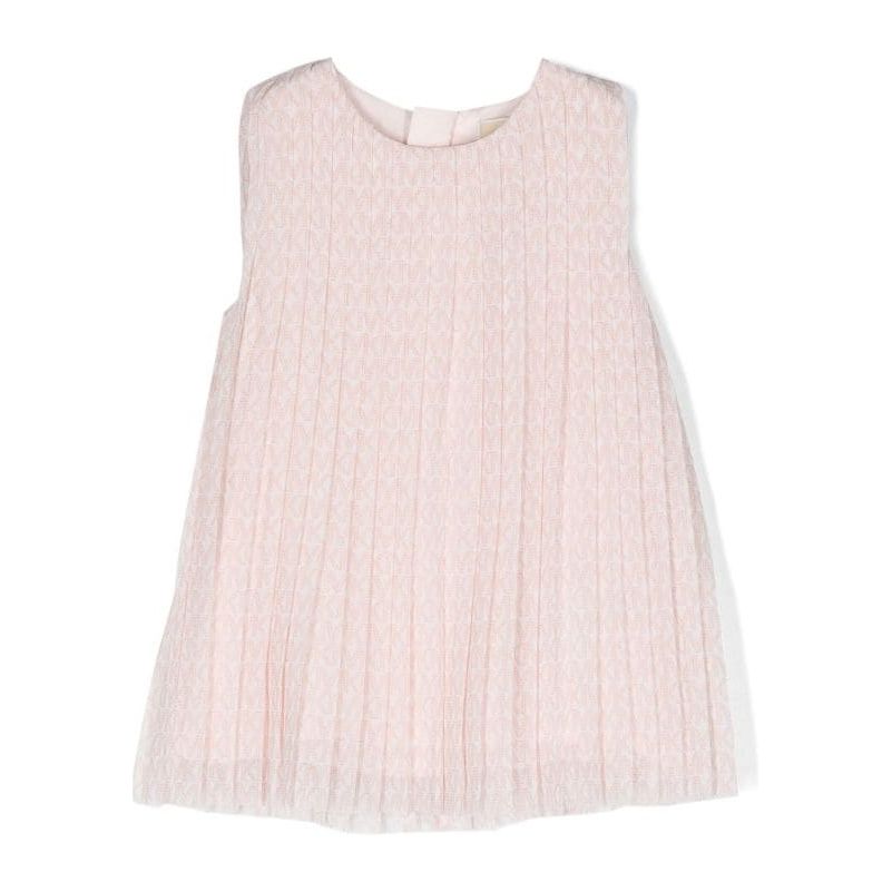 Logo Print Sleeveless Pleated Dress