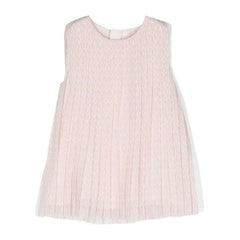 Logo Print Sleeveless Pleated Dress