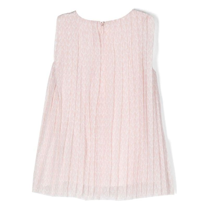 LOGO PRINT SLEEVELESS PLEATED DRESS