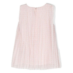 Logo Print Sleeveless Pleated Dress