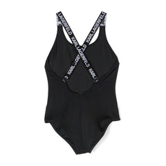 Logo Stripe Criss Cross Swimsuit