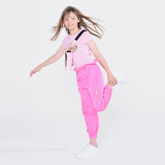 Paper Bag Waist Logo Print Pants